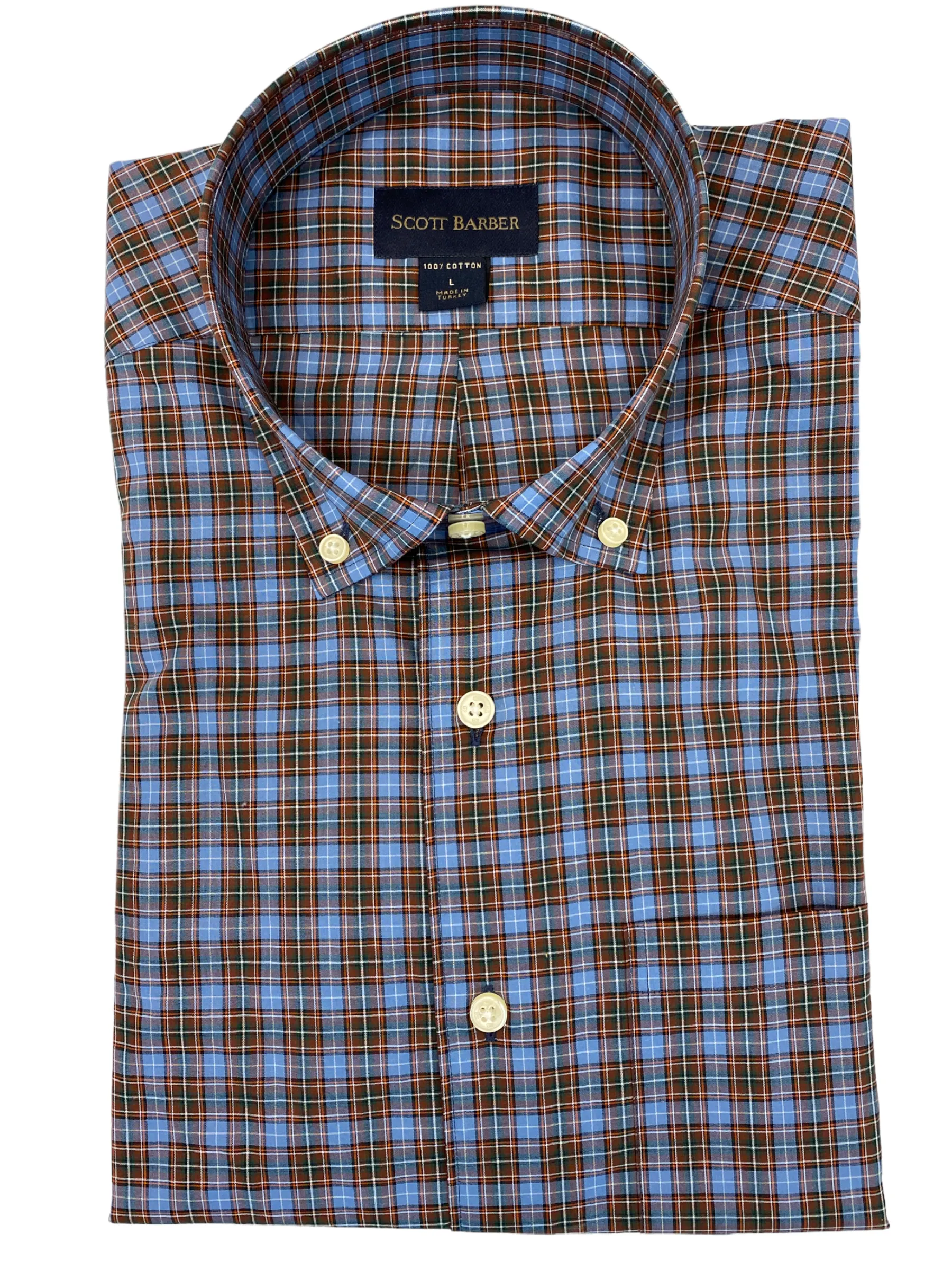 Scott Barber Classic BD Organic Cotton Blue Plaid