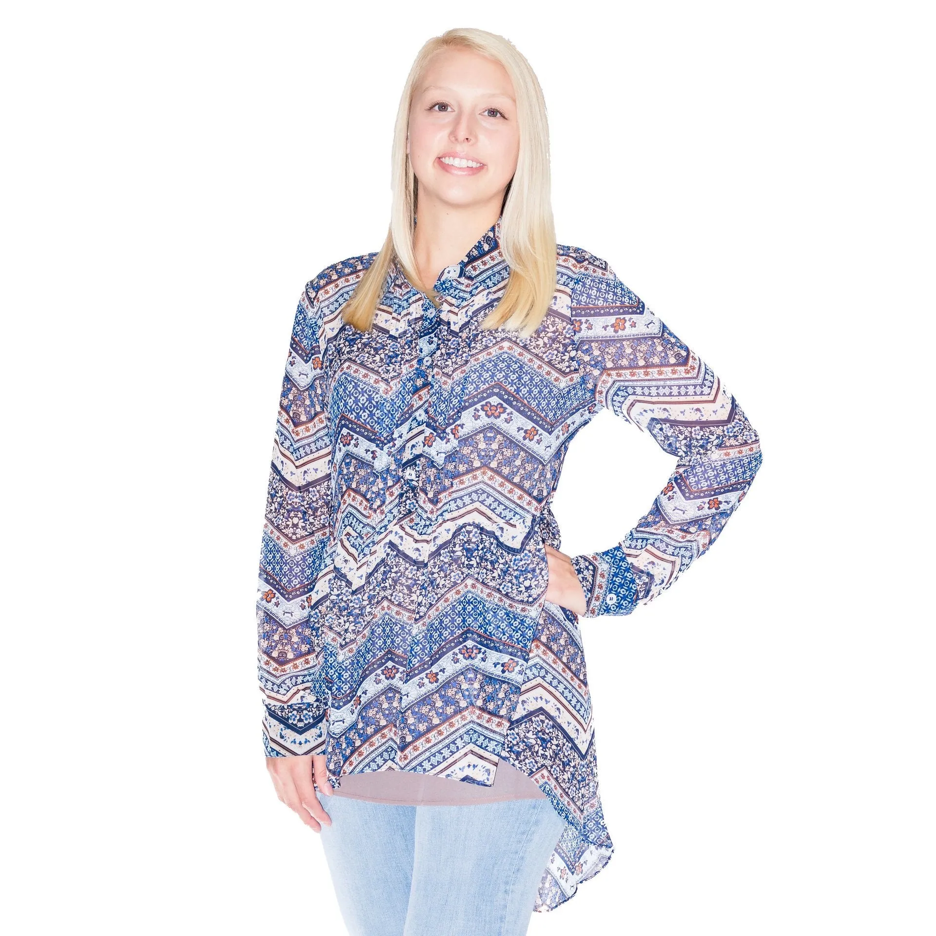 Simply Noelle Zig Zag Top - Navy