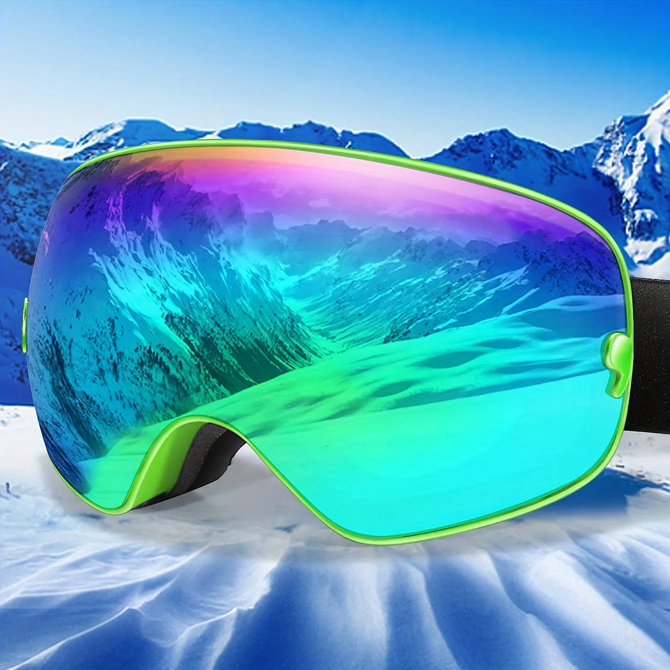 Ski Goggles with Interchangeable Lens - Protection, Anti-Fog, Perfect for Snowboarding & Winter Sports - Includes Bonus Glasses Bag & Myopia Frame