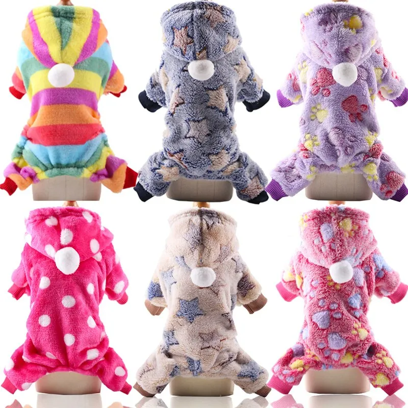 Soft and Warm Pet Dog Pajamas: Fleece Jumpsuits Clothing for Small Dogs, Puppies, Cats - Chihuahua, Yorkshire, and More - Cozy Costume Coat