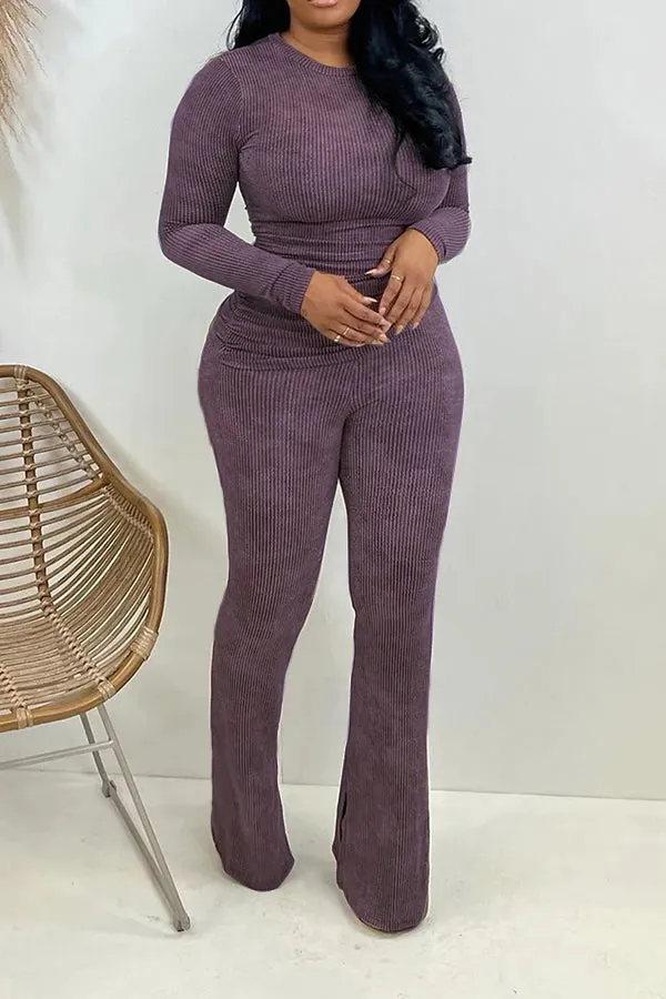 Stylish Stretch Knit Top & Pants Set