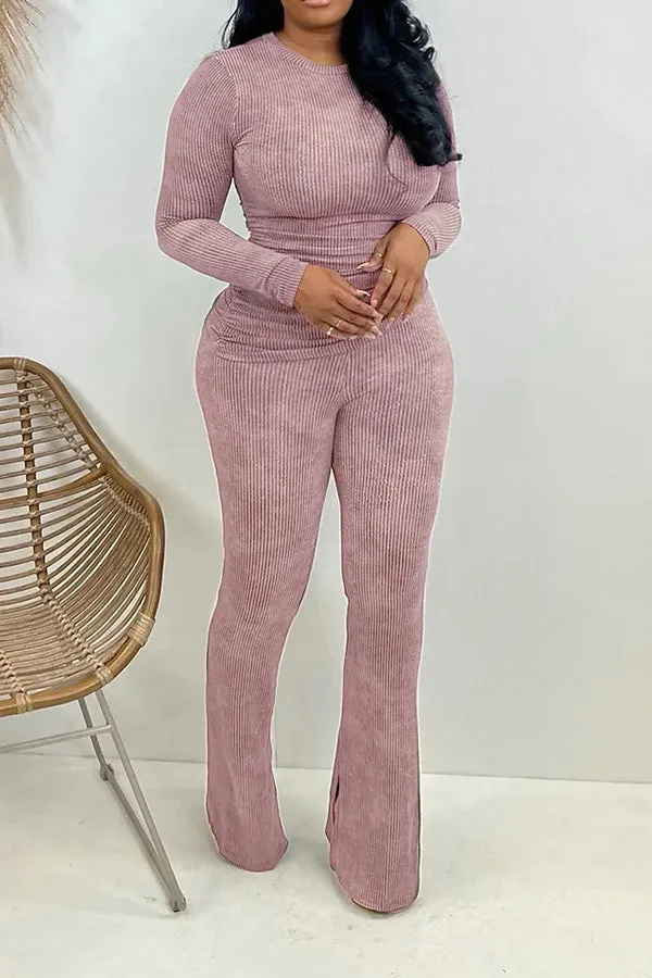 Stylish Stretch Knit Top & Pants Set