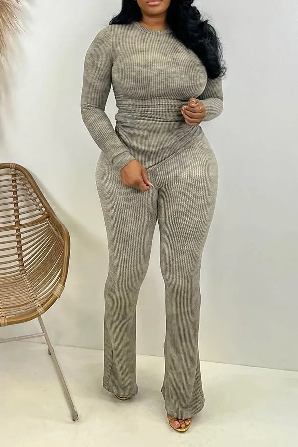 Stylish Stretch Knit Top & Pants Set