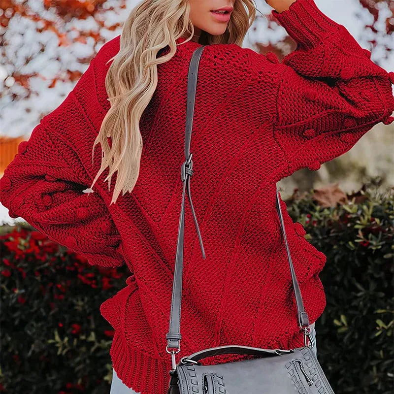 Toleet-New Christmas Red Sweater Knit Long Sleeve O-neck Pullovers Women Autumn Winter Warm Jumpers French Fashion Streetwear