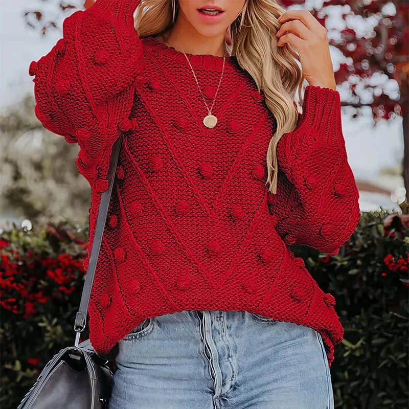 Toleet-New Christmas Red Sweater Knit Long Sleeve O-neck Pullovers Women Autumn Winter Warm Jumpers French Fashion Streetwear