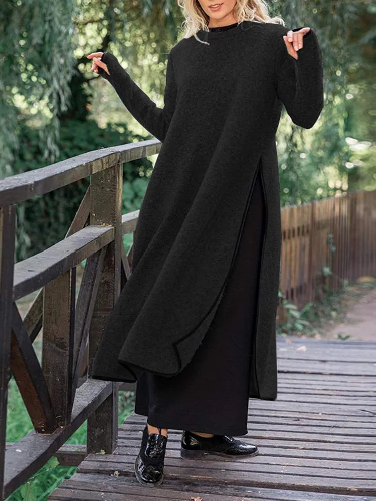 Vintage Split Sweatshirt Dress