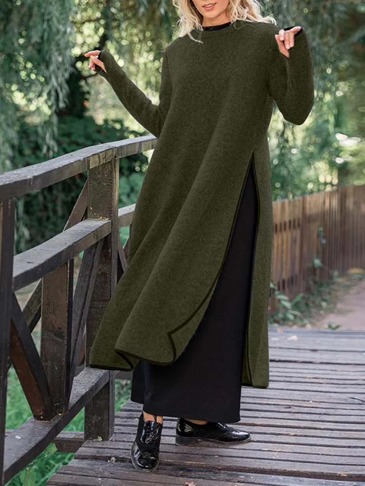 Vintage Split Sweatshirt Dress