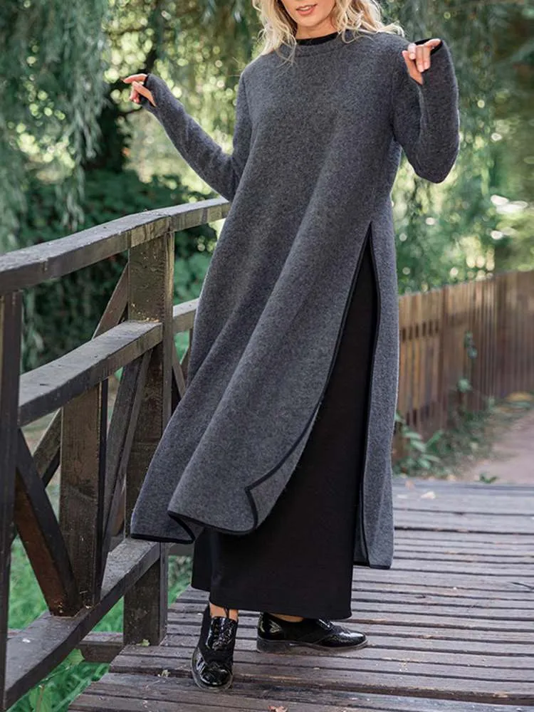 Vintage Split Sweatshirt Dress