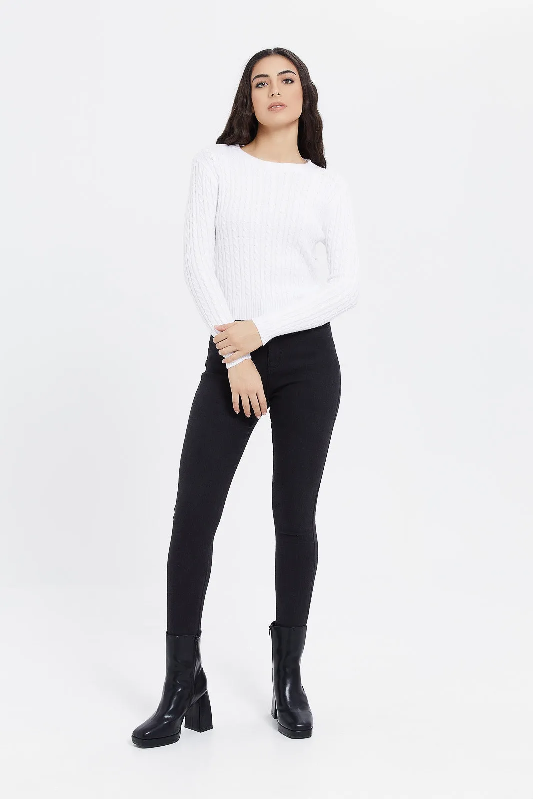 Women Ivory Knitted Pullover