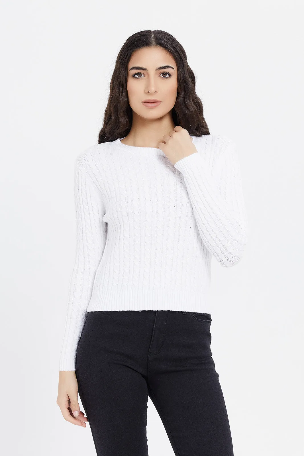 Women Ivory Knitted Pullover