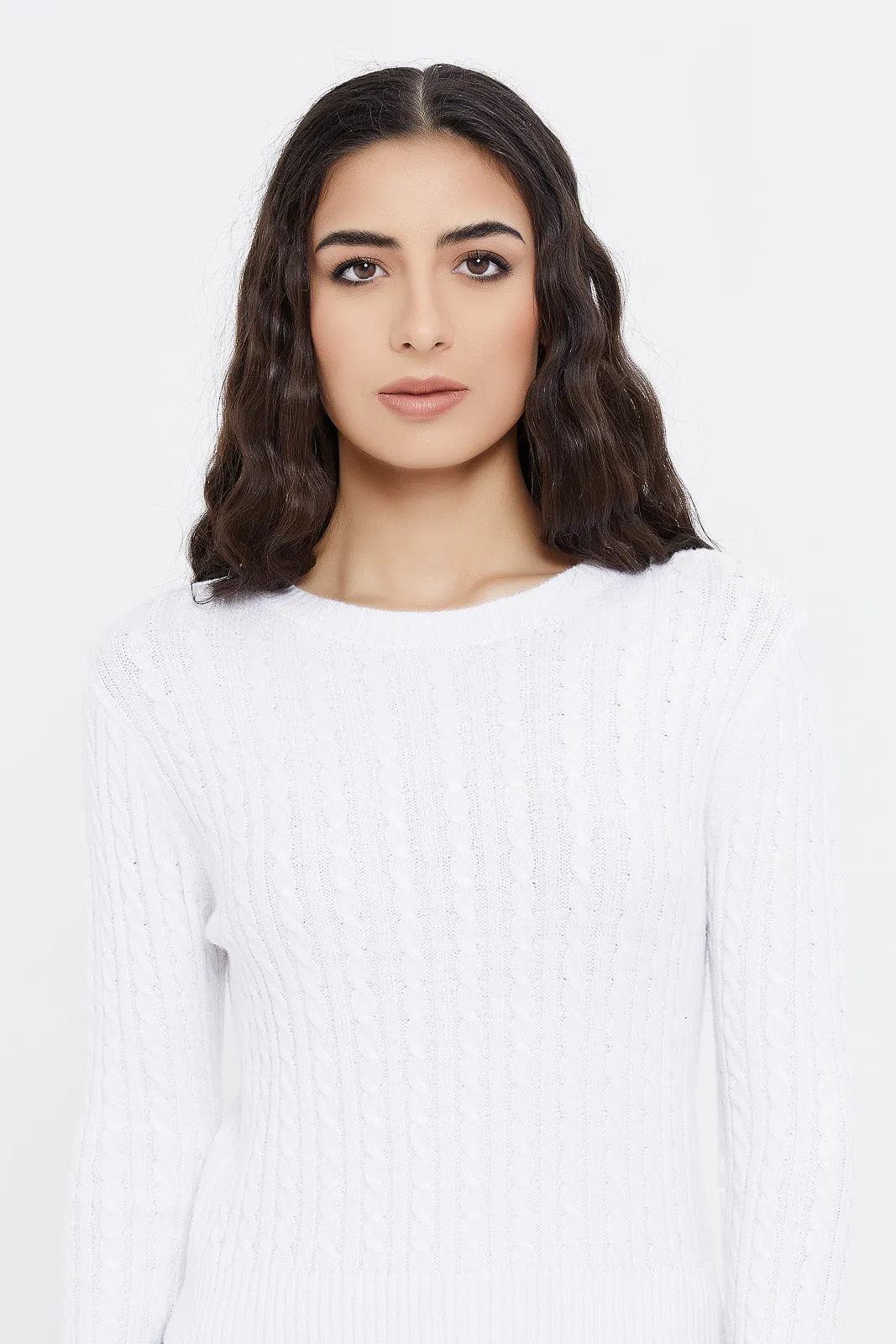 Women Ivory Knitted Pullover