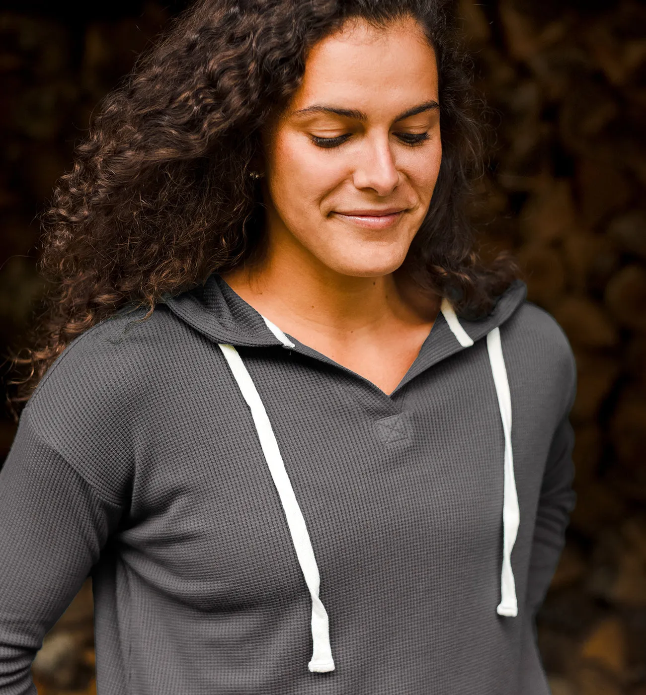 Women's Bamboo Waffle Hoodie - Dune