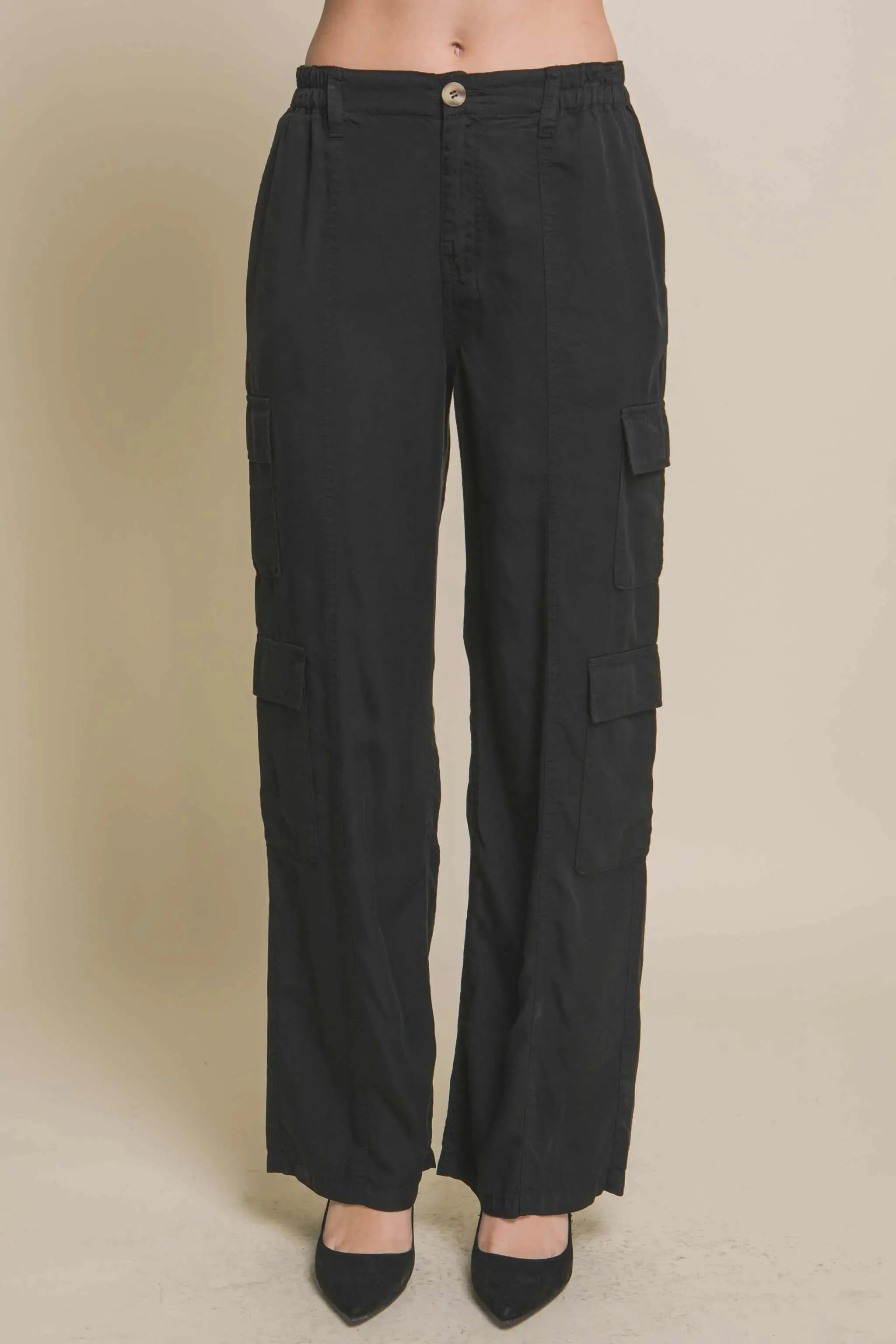 Women's Full-length Tencel Pants With Cargo Pockets