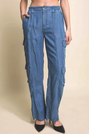 Women's Full-length Tencel Pants With Cargo Pockets